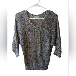 Maurices Gray Purple V-Neck Knit Sweater Small
